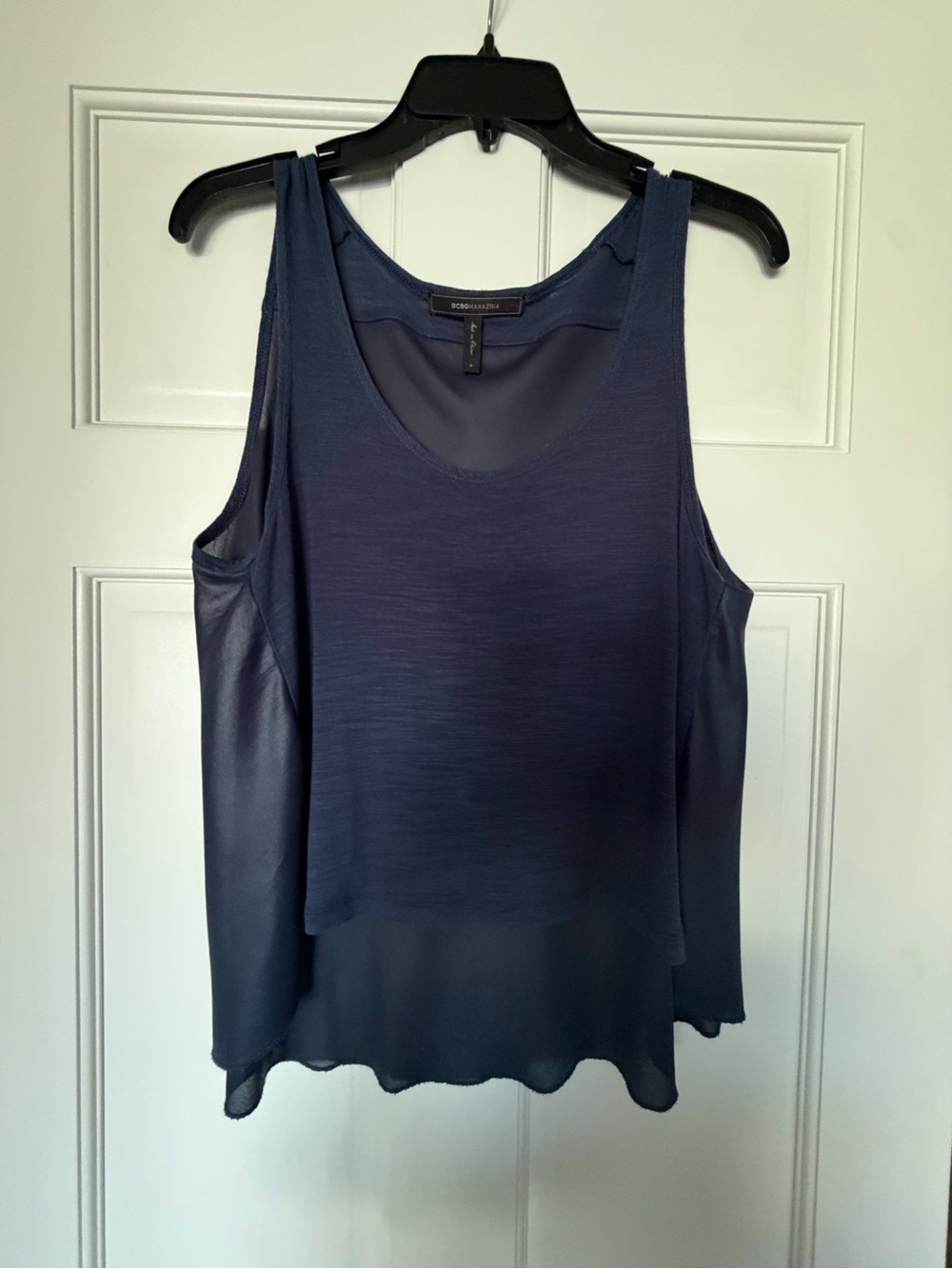 BCBGMaxAzria Navy Layered Chiffon Tank